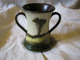 Antique Pottery Vase Devon Ware? Unusual Religious Motto Windmill Crown Dorset?