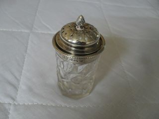 Antique Victorian Glass & Solid Silver Sugar Or Spice Shaker Hallmarked 1869