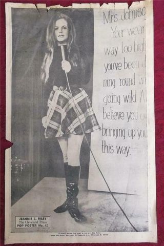 Vintage 1969 Pop Poster Jeannie C.  Riley Singer Cleveland Press Newspaper Ohio