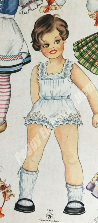 FULL COLORFUL PAPER DOLL SHEET PRINTED IN WEST BERLING 6369 LITTLE DUTCH GIRL 2