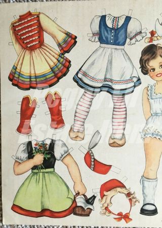 FULL COLORFUL PAPER DOLL SHEET PRINTED IN WEST BERLING 6369 LITTLE DUTCH GIRL 4