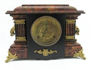 Antique 1879 E.  Ingraham Adamantine 8 - Day Key - Wound Mantel Clock