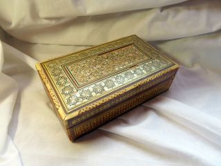 A Vintage Mother Of Pearl Inlaid Wooden Box