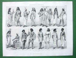 Costume Of Ancient Egyptians Nubia Pharaohs Queens - 1870 Antique Print