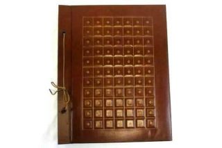Vintage Scrapbook Photo Album Brown Leather Embossed Gold Accents 12x14 Empty