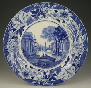 Antique Pottery Pearlware Blue Transfer Wedgwood Blue Claude Plate 1280 Perfect
