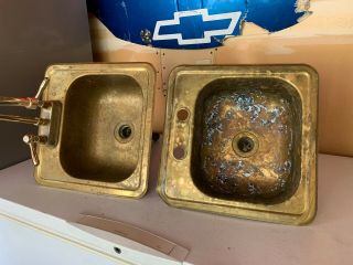 Two Counter Mount Antique Brass Sinks