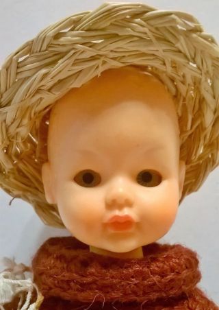 Doll Italy Stork Mark fishing boy marked Acores Celluloid Vintage 7 1/2 