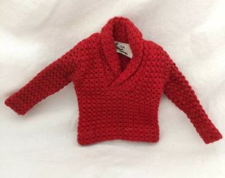 Vintage Barbie Doll Fashion Outfit Tagged Ken Pak Red Sweater