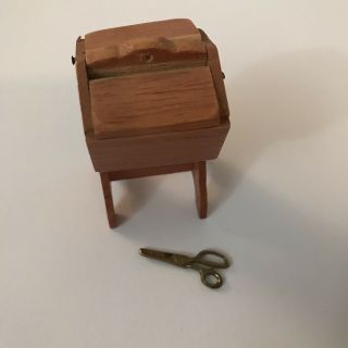 Vintage Doll Sewing Box Miniature Furniture Small Cabinet Doll Vignette D4