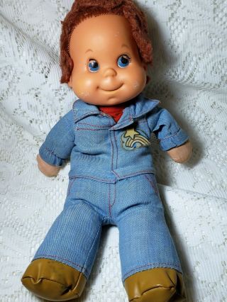 Mattel Baby Jeans Beans Boy Doll Blue Denim Jumpsuit Vintage 1974 12 "