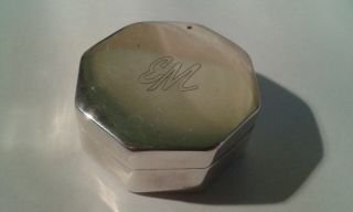 Vintage.  925 Sterling Silver Octagonal Pill Box - 22 Gms.