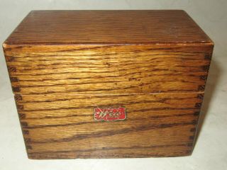 Vintage Weis Oak Wood 3x5 Index Card File Box With Dovetailed Jointed Corners