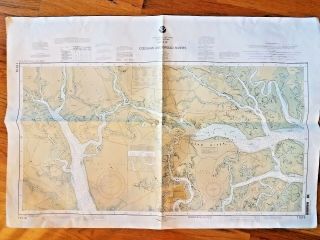 Vintage Beaufort Sc Maritime Navigation Chart Map Large Wall Art Decor Print