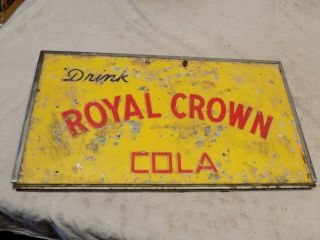 1950s Rc Royal Crown Cola Soda Pop Cooler Door Sign Yellow Vintage Antique 50 2