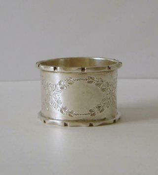 A Flower Engraved Antique Heavy Sterling Silver Napkin Ring London 1911 37 Grams