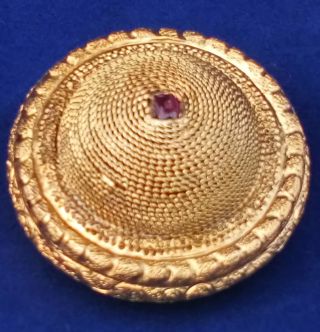 Antique Victorian Brooch Gold Colour With Almandine Garnet Domed Shape C 1860