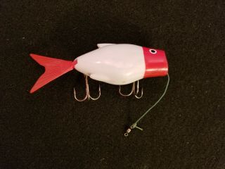 Vintage Powerpak Minnow Lure Red White Fished