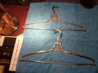 Antique Clothes Hangers With Trouser Rod,  Brass,  Messing & Metal. 2