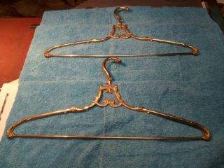 Antique Clothes Hangers With Trouser Rod,  Brass,  Messing & Metal. 8