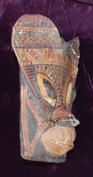 Pre - Columbian MAYAN Pre - Colombian Carved Painted Wood MASK NR 3