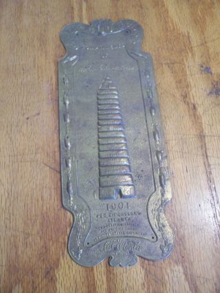 Antique Brass Door Push Sign - Compliments Of The Coca - Cola Company 1901