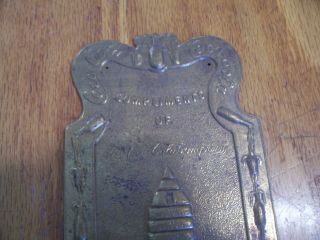 Antique Brass Door Push Sign - Compliments of The Coca - Cola Company 1901 2