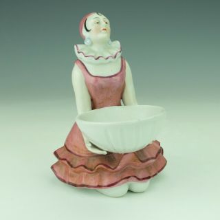 Antique H & S German Porcelain - Lady Pierrette Clown Figure - Art Deco