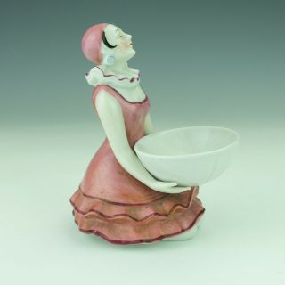 Antique H & S German Porcelain - Lady Pierrette Clown Figure - Art Deco 2