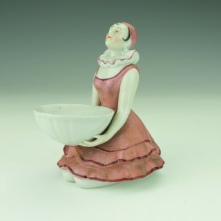 Antique H & S German Porcelain - Lady Pierrette Clown Figure - Art Deco 4