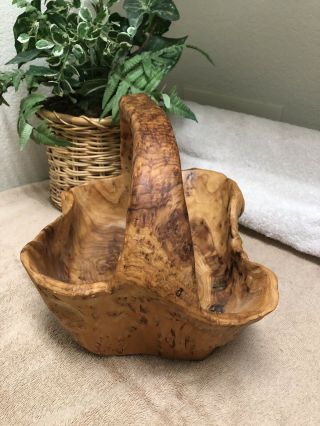 Artisan Hand Crafted Brown Wooden Basket EXC 4