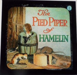 Magic Lantern Slides Set Of 8 Antique C1900 Primus The Pied Piper Of Hamelin