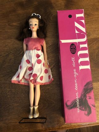 Vintage Ideal Mitzi Fashion Doll With Stand And Box