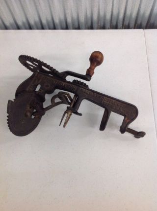 Antique Cast Iron Hand Crank Apple Peeler Parer Goodell Vintage Amish Farm Tool