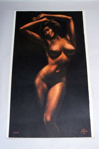 Vtg 1970s Nude Woman Black Pin Up Art Poster Nubian Beauty Juanita By Mcbride