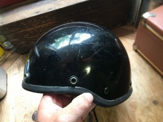 Vintage Bell Toptex Black Motorcycle Half Helmet Snell 1962 Label Size 7 1/8
