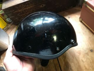Vintage Bell Toptex Black Motorcycle Half Helmet Snell 1962 Label Size 7 1/8 3