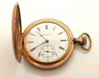 1911 Elgin 12s Pocket Watch In Gold Filled Hunter Case Spares