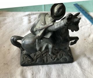 Vintage Black Cast Iron Horse,  With Guy Riding Folk Art Antique Rare