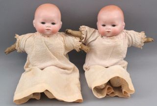 2 Small Antique Early 20thc German 1925/0 Bye - Lo Bisque Head Baby Dolls