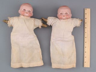 2 Small Antique Early 20thC German 1925/0 BYE - LO Bisque Head Baby Dolls 2