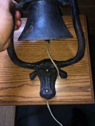 Antique / Vintage Cast Iron Farm Dinner Bell W/ Figural Cow 