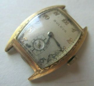 Vintage Antique Art Deco Mens Fancy Bulova Wrist Watch Gold Filled Not Running