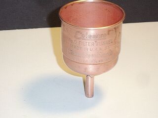 Vintage Coleman Copper No.  0 Filter Funnel For Camp Stove Or Lantern.