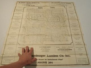1920s Block Map Donley County Texas Clarendon D&p H&gn Railway 28 X 29.  5 Adverts