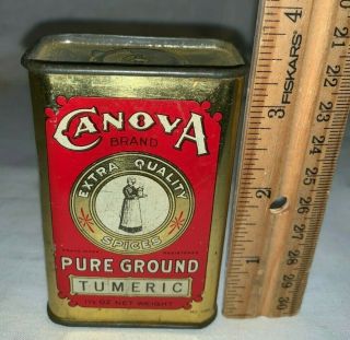 Antique Canova Tumeric Spice Tin Litho Can Vintage Memphis Tn Country Store Old