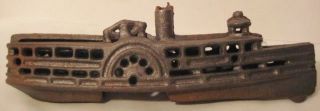 2 Halves Of An Unfinished Antique Cast Iron Toy Side Wheel Steam Boat Dent 1930