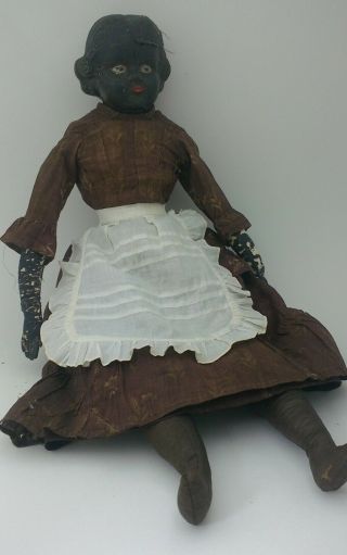 Rare Antique Doll Rare Black ? 1851 Goodyear Rubber Doll Sweet Antique Outfit