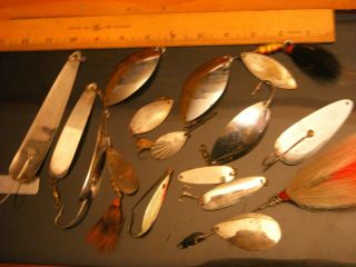 Vintage Fishing Lures Pile Of 15 Old Spoon And Spinner Lures For Names