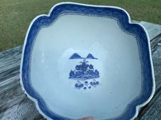 Antique Chinese Blue and White Porcelain Bowl City Scene Large Heavy Mountains 3